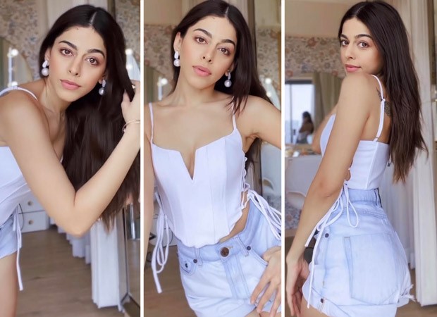 alaya-f-sets-goals-for-gen-z-fashion-in-white-corset-top-and-denim-shorts-–-bollywood-hungama