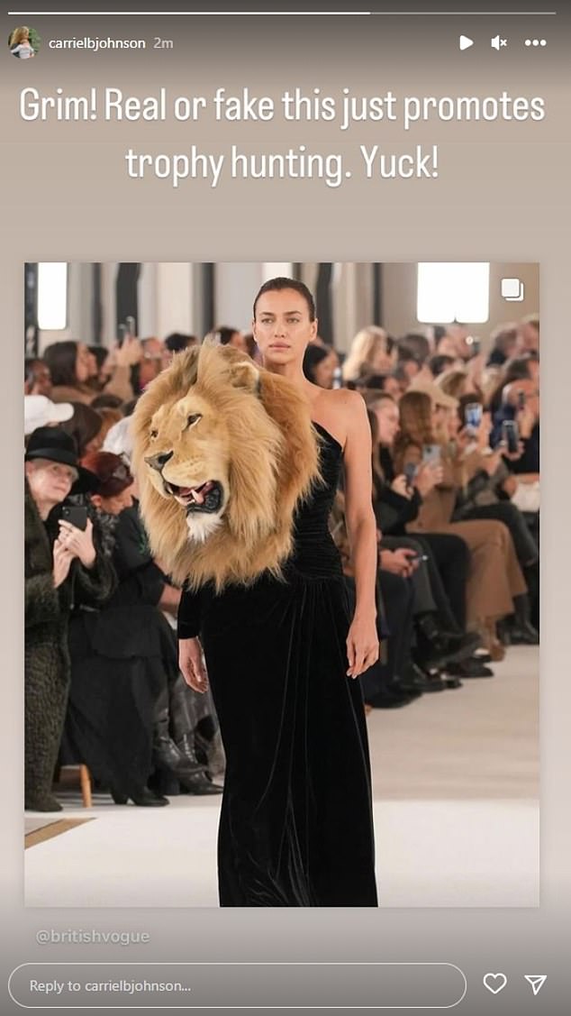 carrie-johnson-blasts-‘grim’-paris-fashion-week-collection-featuring-animal-head-replicas-–-daily-mail